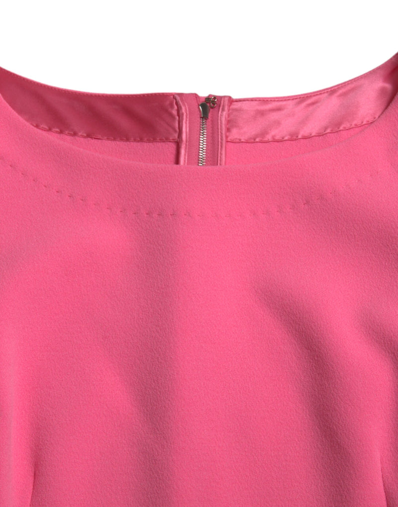 Dolce & Gabbana Pink Midi Dress with Long Sleeves - Elegant Design
