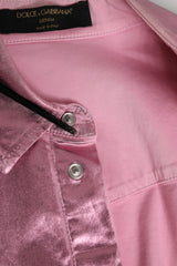 Dolce & Gabbana Pink Cotton Stretch Collared Cropped Jacket