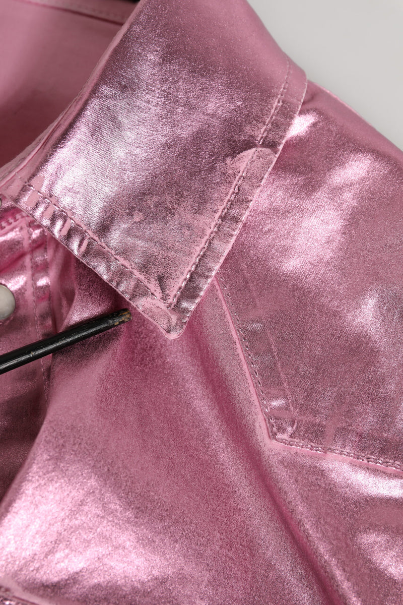 Dolce & Gabbana Pink Cotton Stretch Collared Cropped Jacket