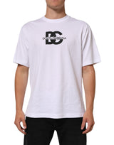 T-shirt homme en coton à col rond avec imprimé du logo blanc de Dolce &amp; Gabbana