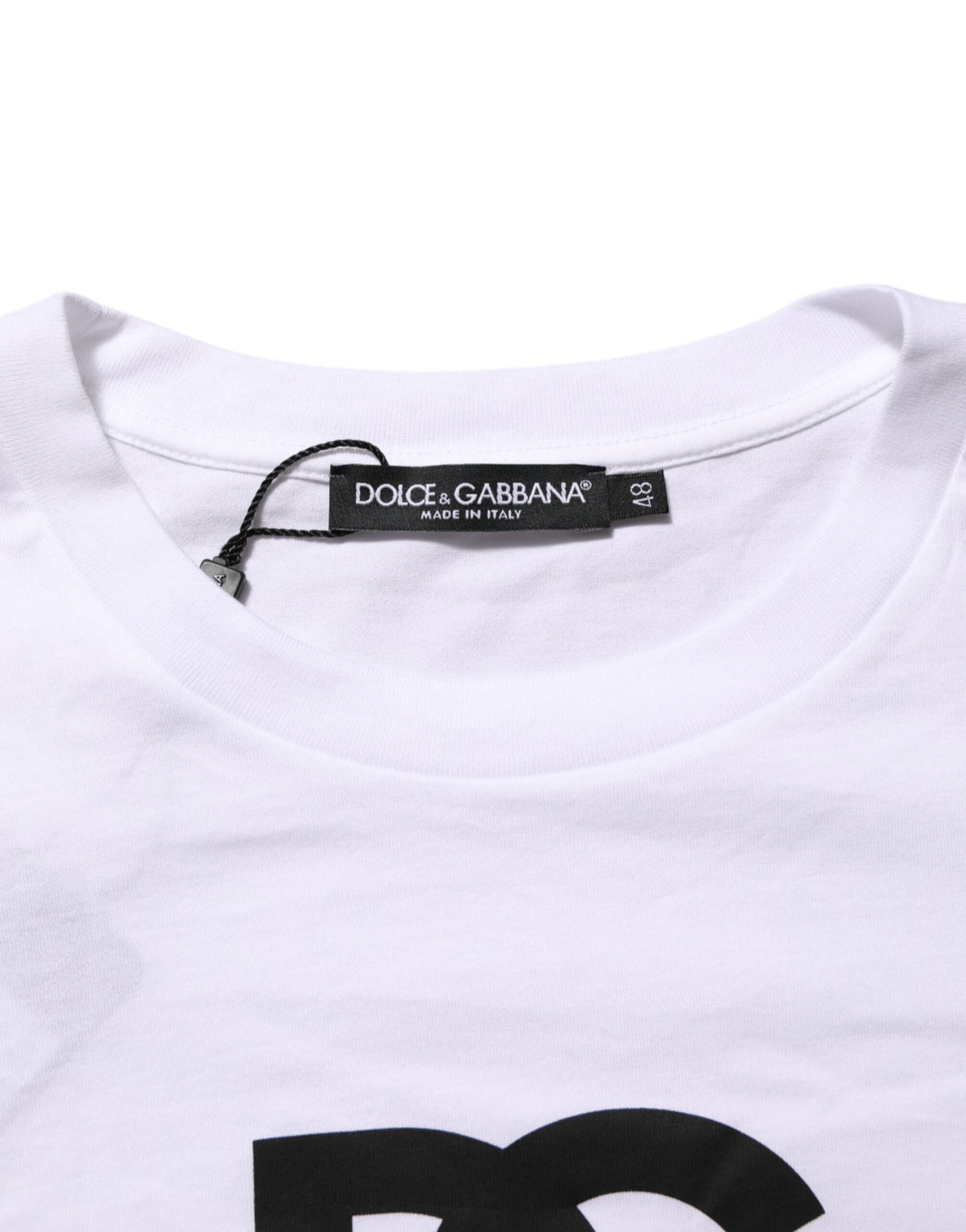 T-shirt homme en coton à col rond avec imprimé du logo blanc de Dolce &amp; Gabbana