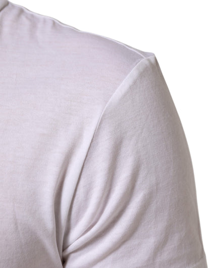 Dolce &amp; Gabbana wit T-shirt met logo-print, gemaakt van katoen, met ronde hals voor heren.