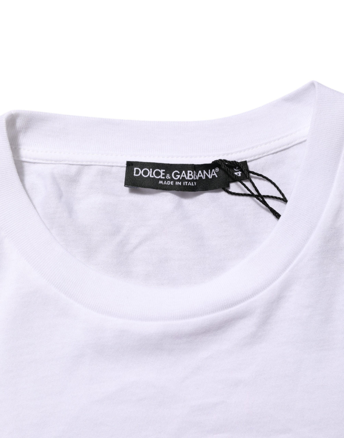 T-shirt homme à col rond en coton avec imprimé du logo blanc de Dolce &amp; Gabbana