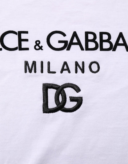 Dolce &amp; Gabbana wit T-shirt met logo-print, gemaakt van katoen, met ronde hals voor heren.
