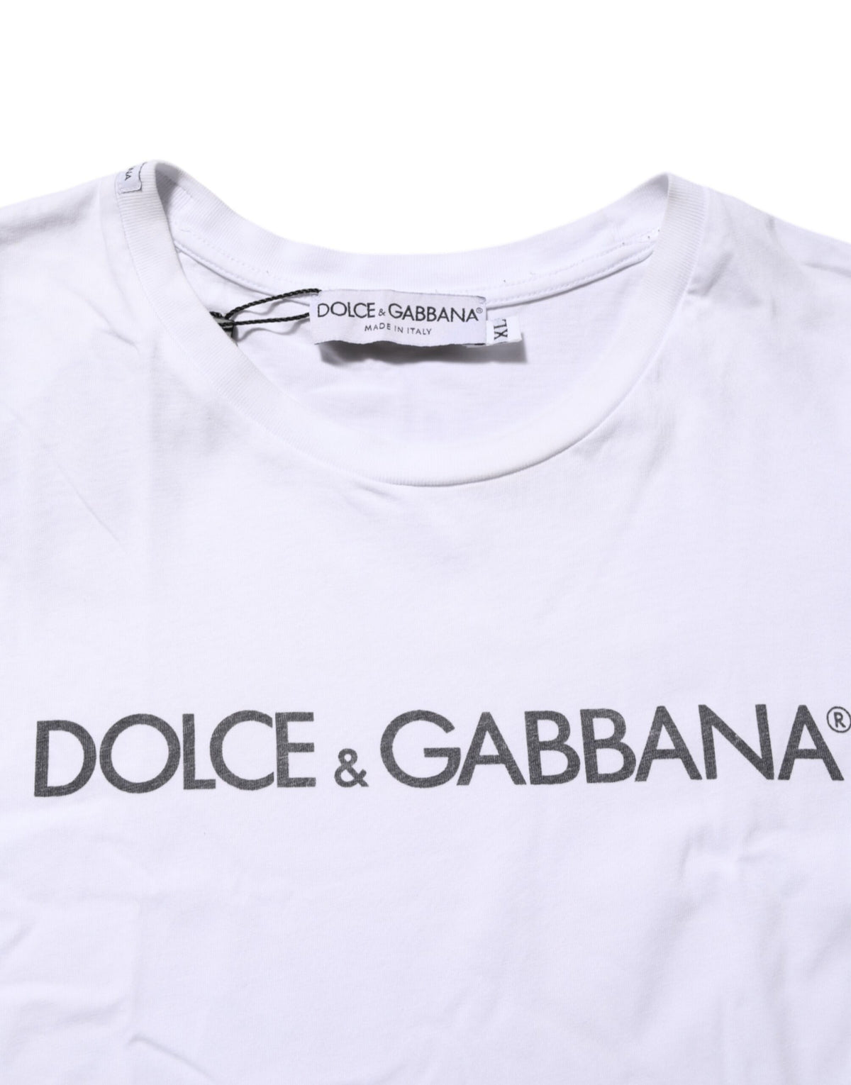 T-shirt en coton à col rond avec imprimé du logo blanc de Dolce &amp; Gabbana