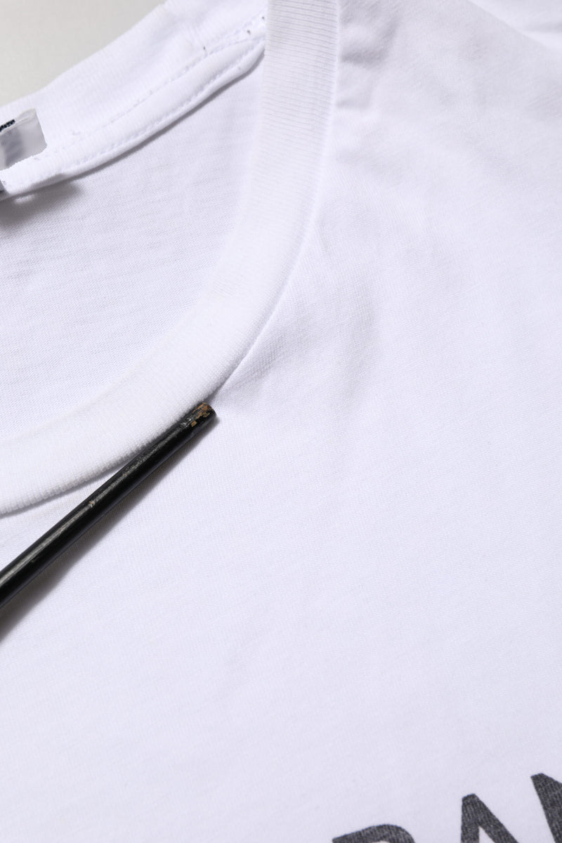 Dolce & Gabbana White Logo Print Cotton Crew Neck T-shirt