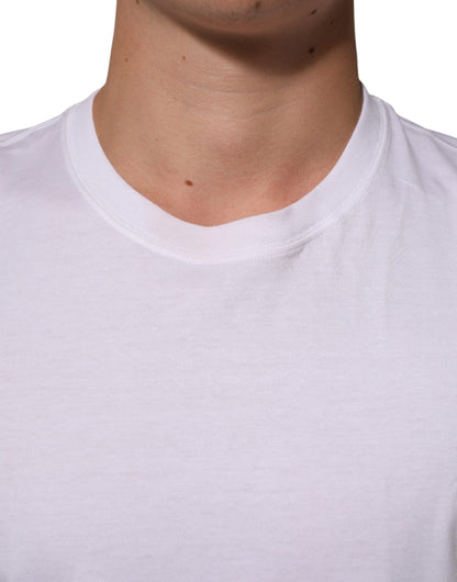 Dolce &amp; Gabbana Wit Engelenprint Katoenen Heren T-shirt met Ronde Hals