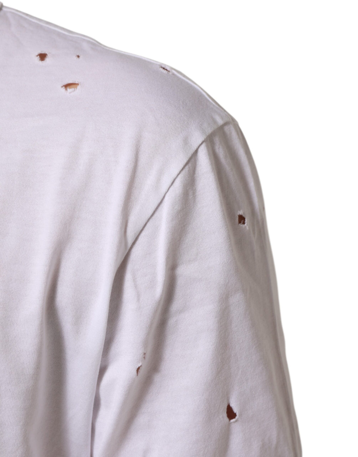 T-shirt homme Dolce &amp; Gabbana blanc en coton délavé à col en V
