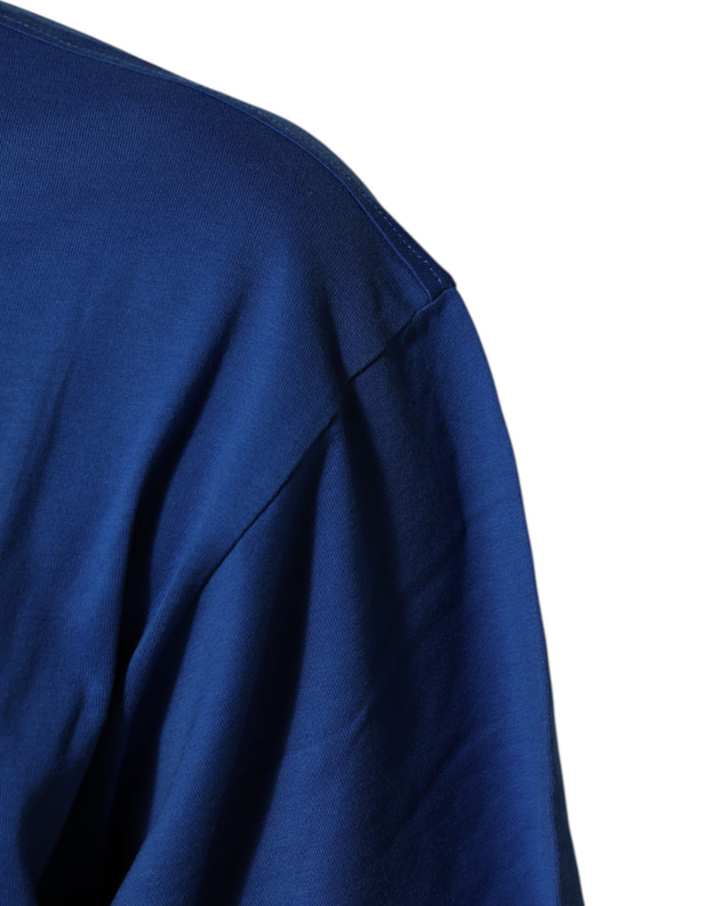 T-shirt homme en coton à col rond avec imprimé du logo bleu de Dolce &amp; Gabbana