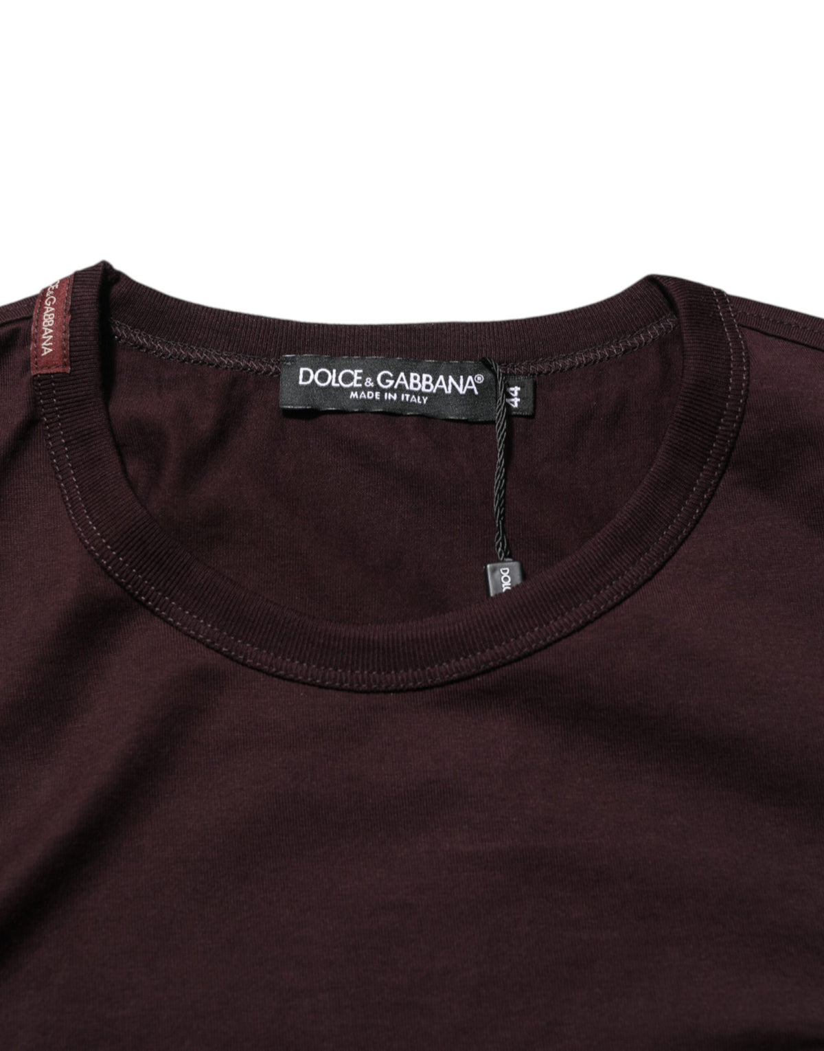 T-shirt en coton à col rond avec plaque logo marron de Dolce &amp; Gabbana