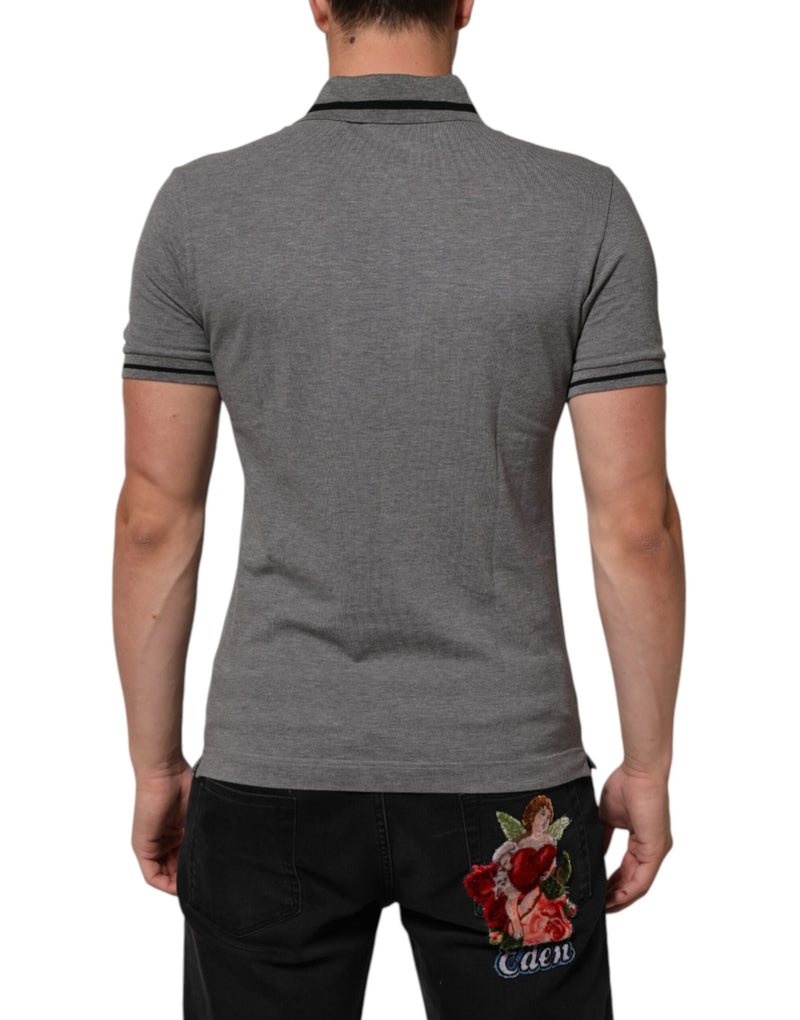 Dolce &amp; Gabbana grijs poloshirt met geborduurd logo en kraag