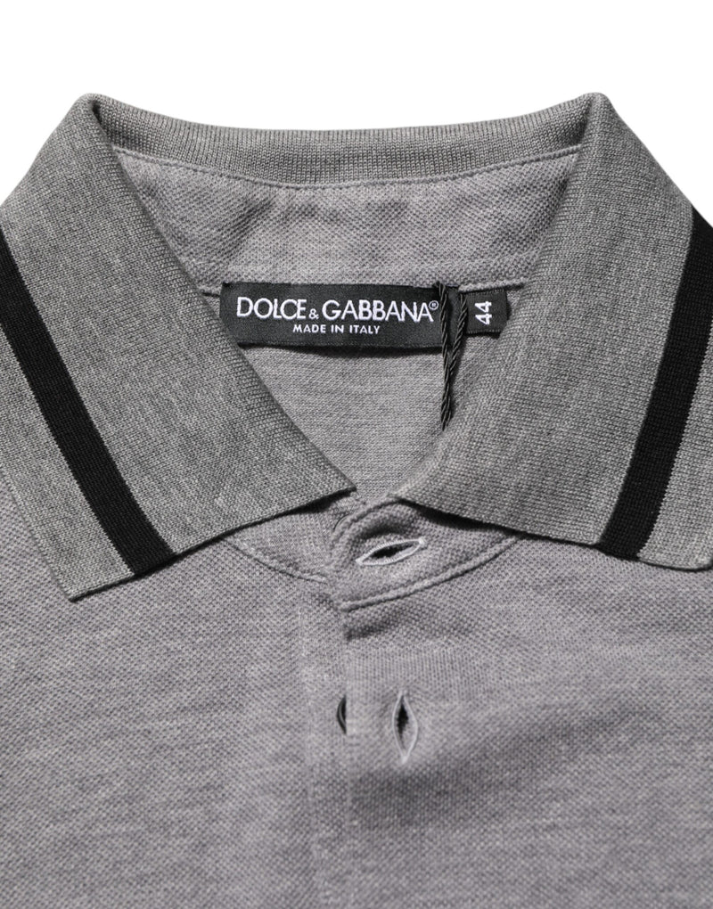 Dolce &amp; Gabbana grijs poloshirt met geborduurd logo en kraag
