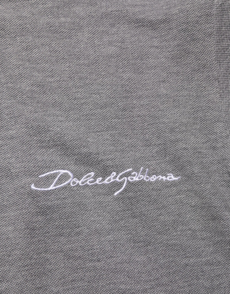 Dolce &amp; Gabbana grijs poloshirt met geborduurd logo en kraag