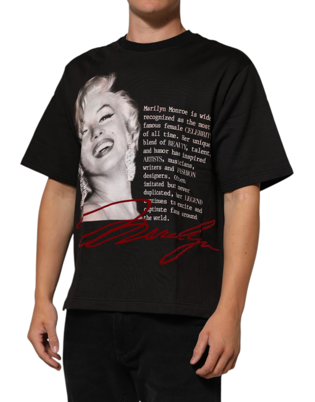 T-shirt en coton à col rond noir Marilyn Monroe de Dolce &amp; Gabbana
