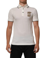 Polo en coton blanc brodé du logo Dolce &amp; Gabbana