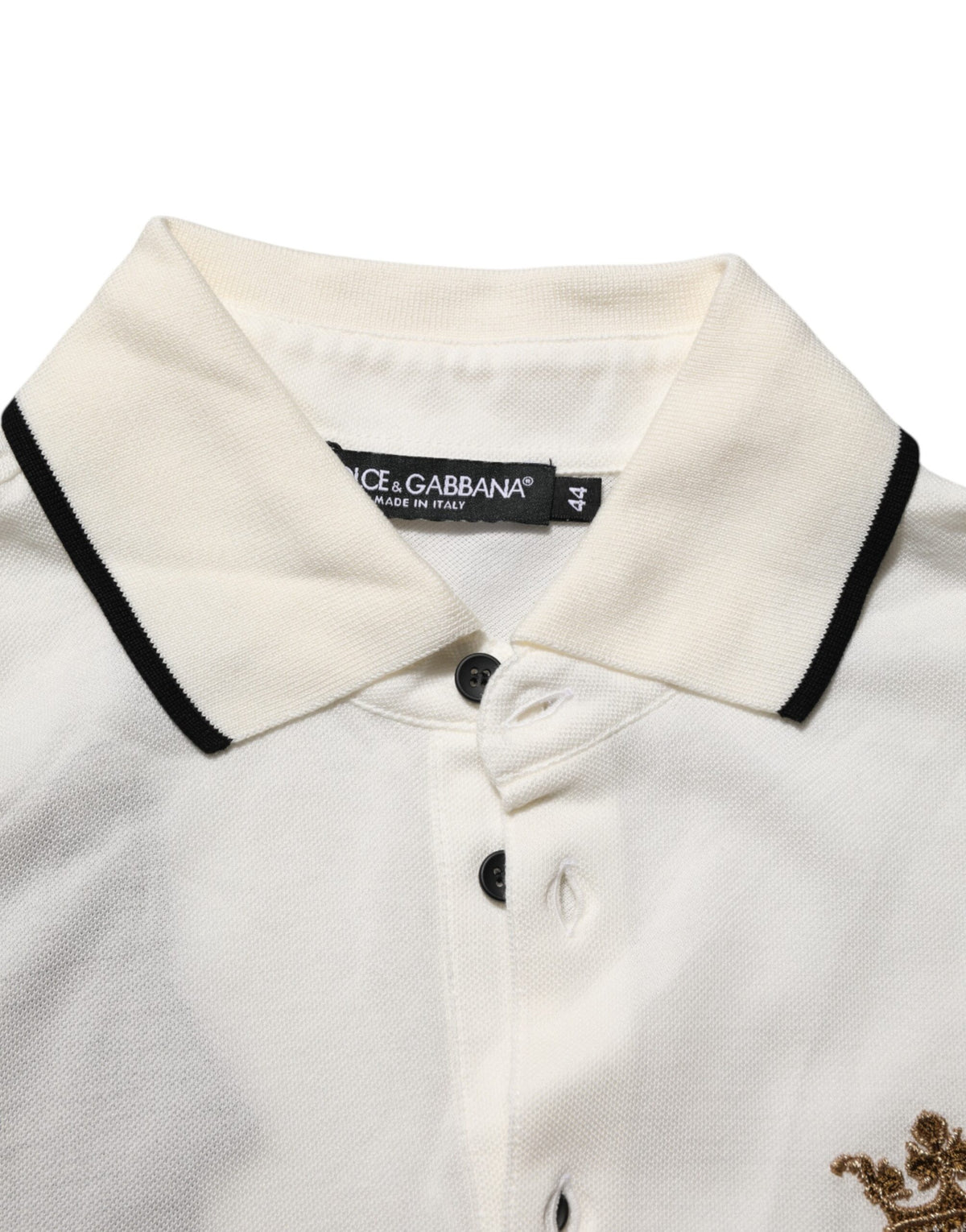 Polo en coton blanc brodé du logo Dolce &amp; Gabbana