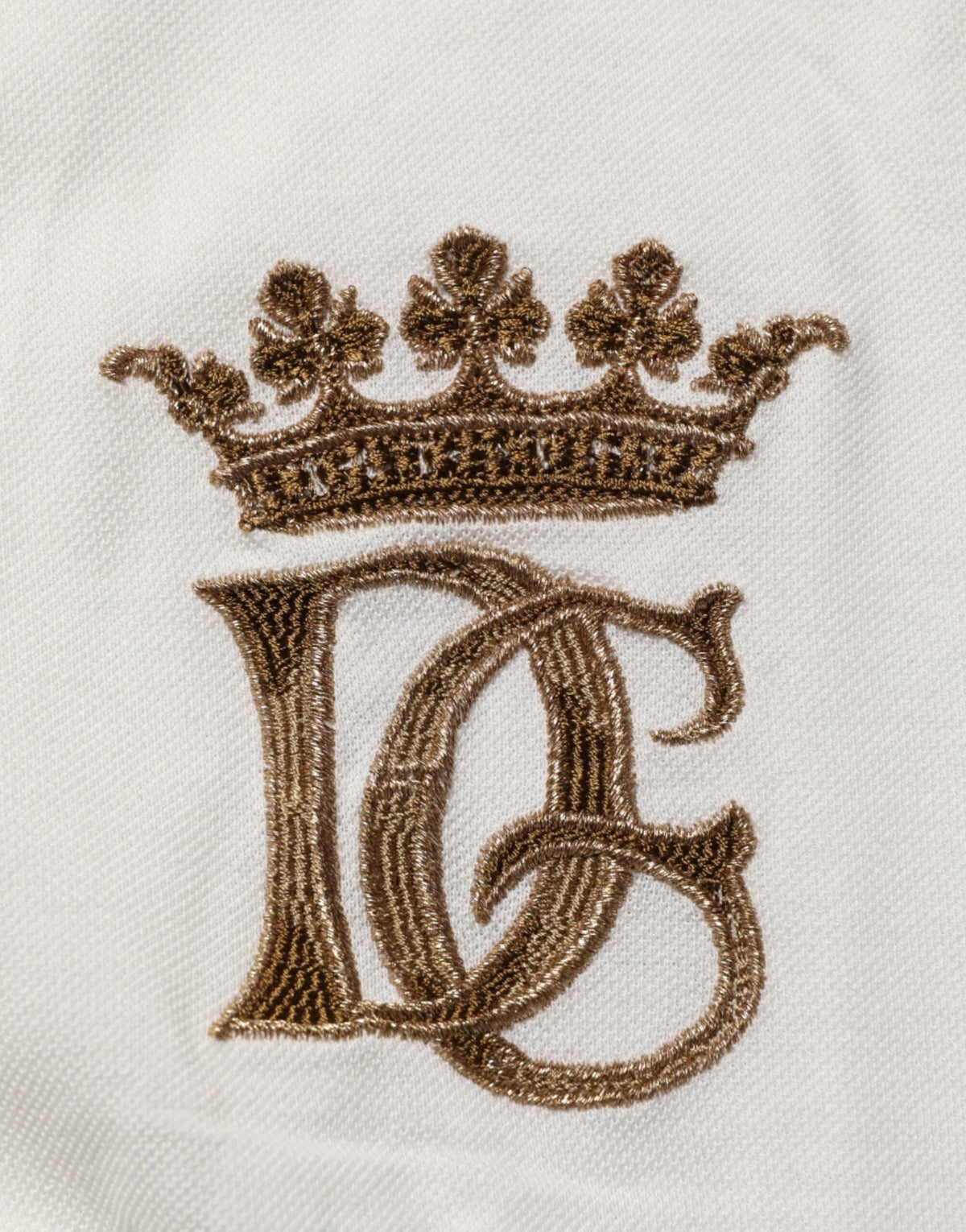 Polo en coton blanc brodé du logo Dolce &amp; Gabbana