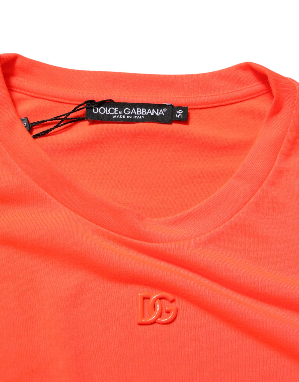 T-shirt homme à col rond en polyester orange néon de Dolce &amp; Gabbana