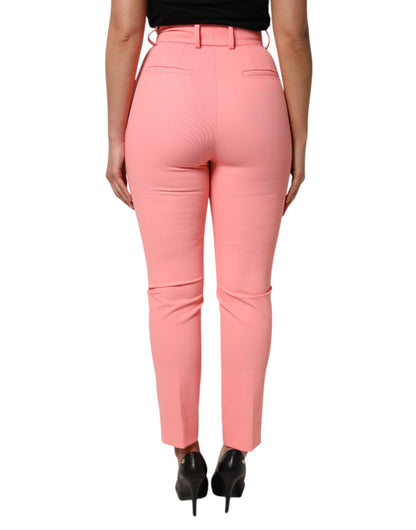 Dolce & Gabbana Pink High Waist Dress Tapered Trouser Pants