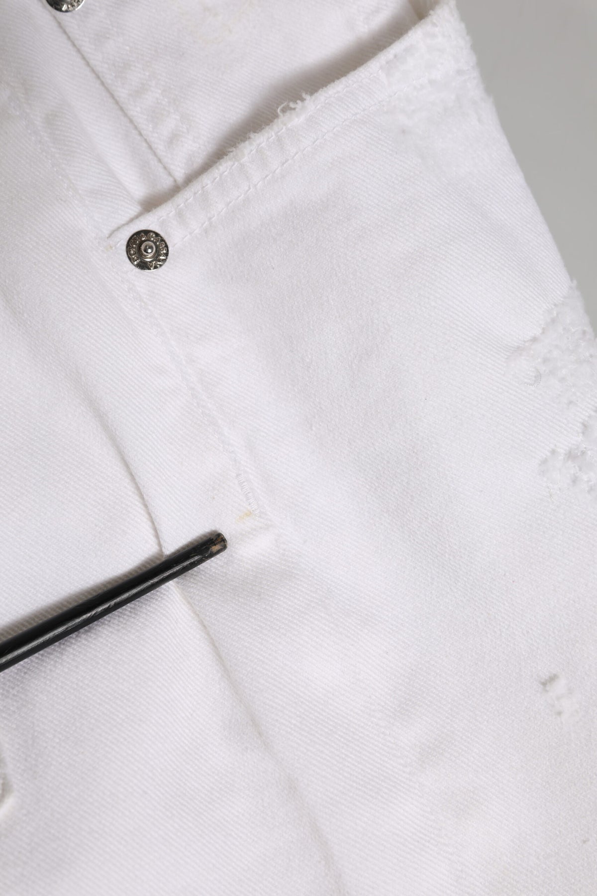 Dolce & Gabbana Jeans Femme Tattered Boyfriend Blanc en Coton