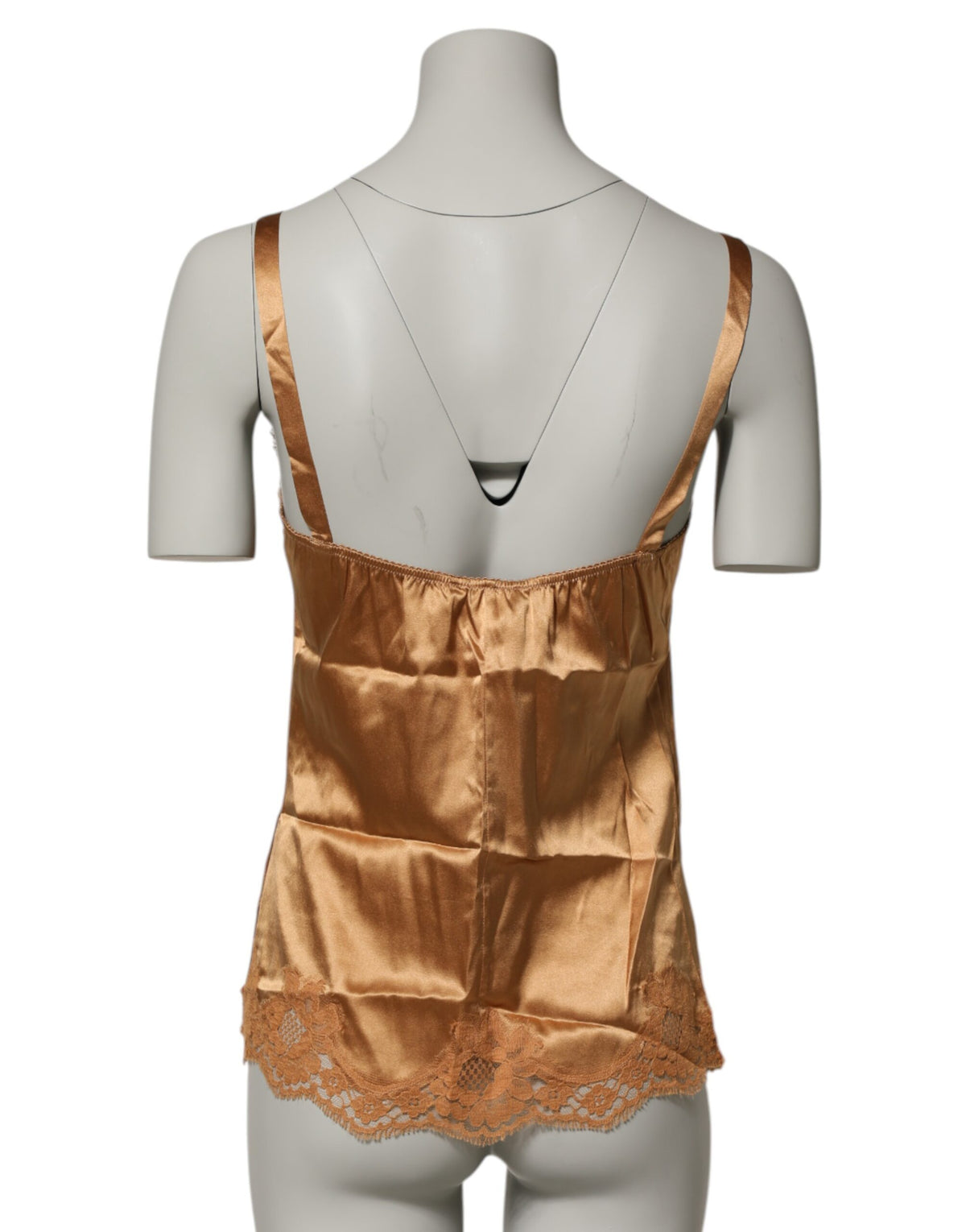 Dolce & Gabbana Brown Floral Lace Silk Satin Tank Lingerie