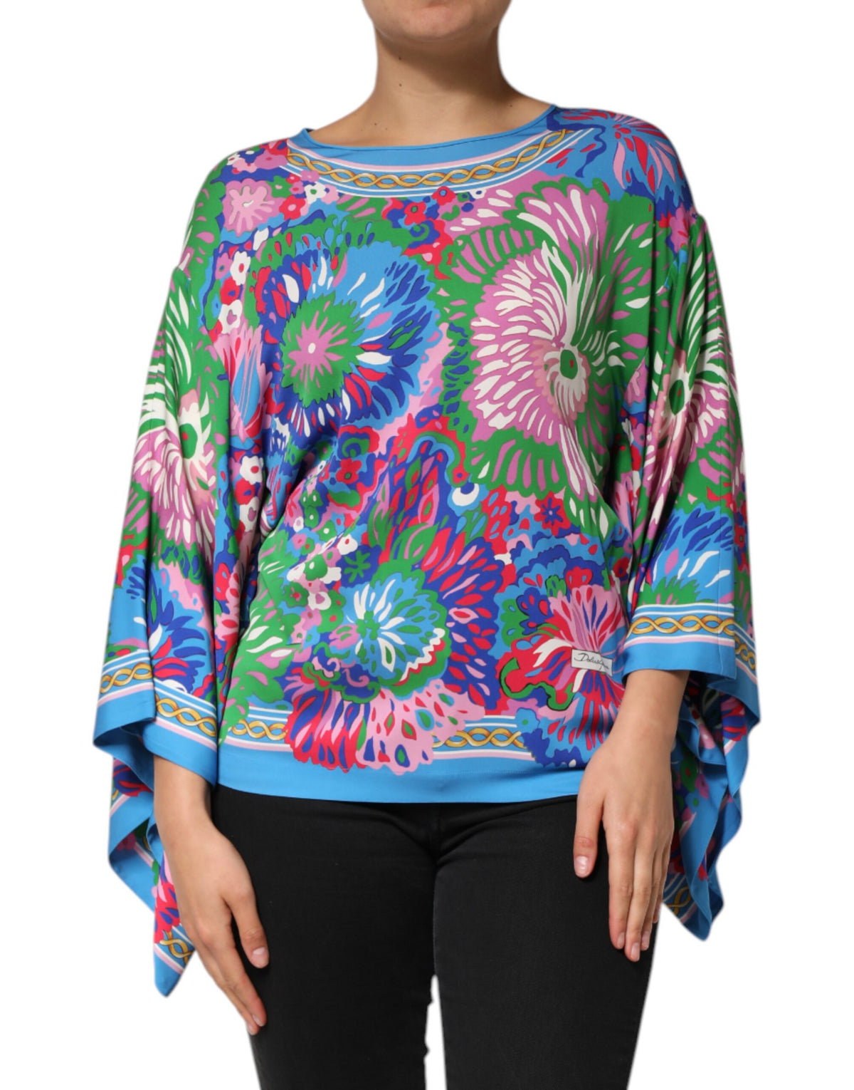 Dolce & Gabbana Multicolor Floral Print Silk Tunic Blouse