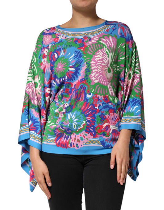 Dolce & Gabbana Multicolor Floral Print Silk Tunic Blouse