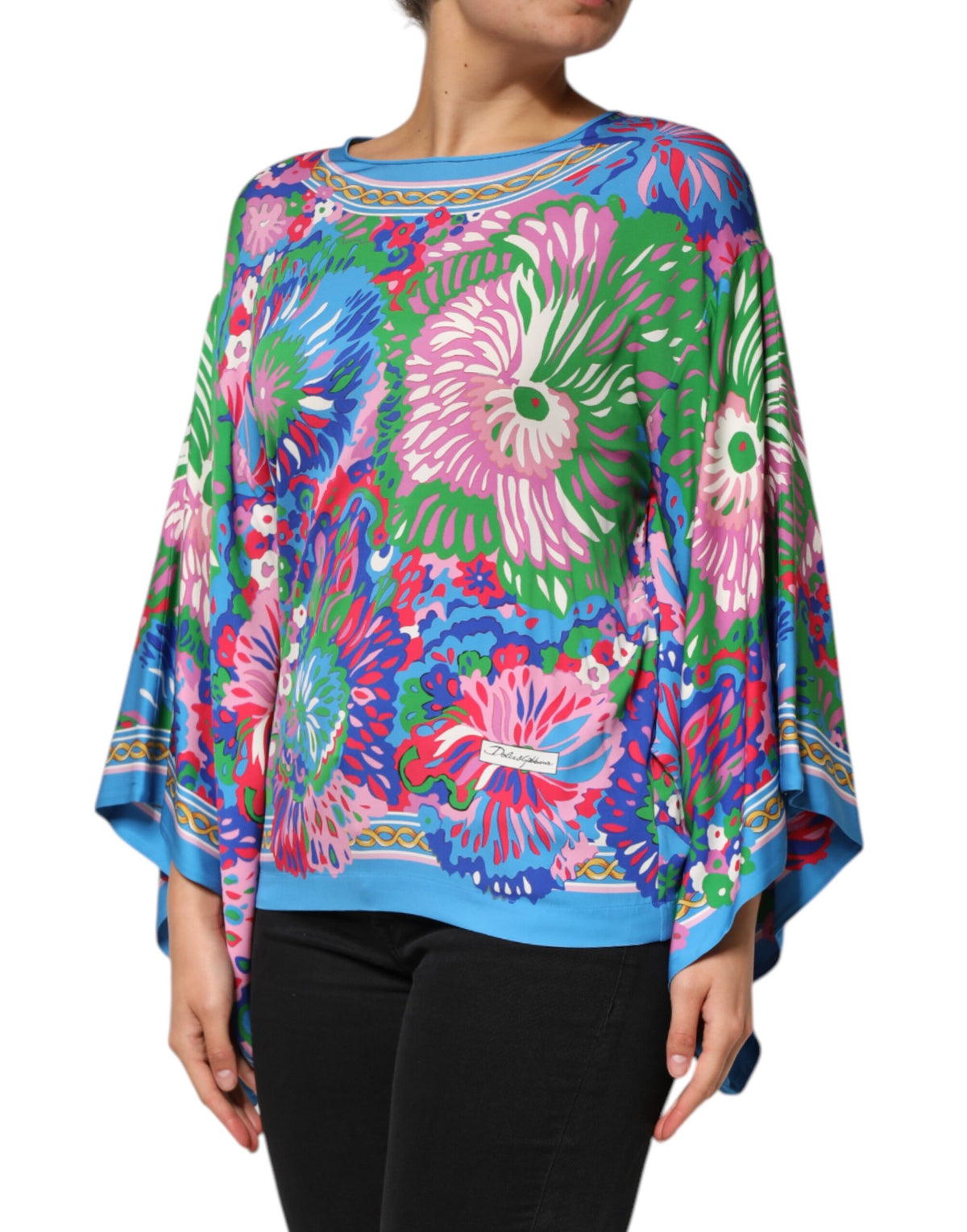 Dolce & Gabbana Multicolor Floral Print Silk Tunic Blouse