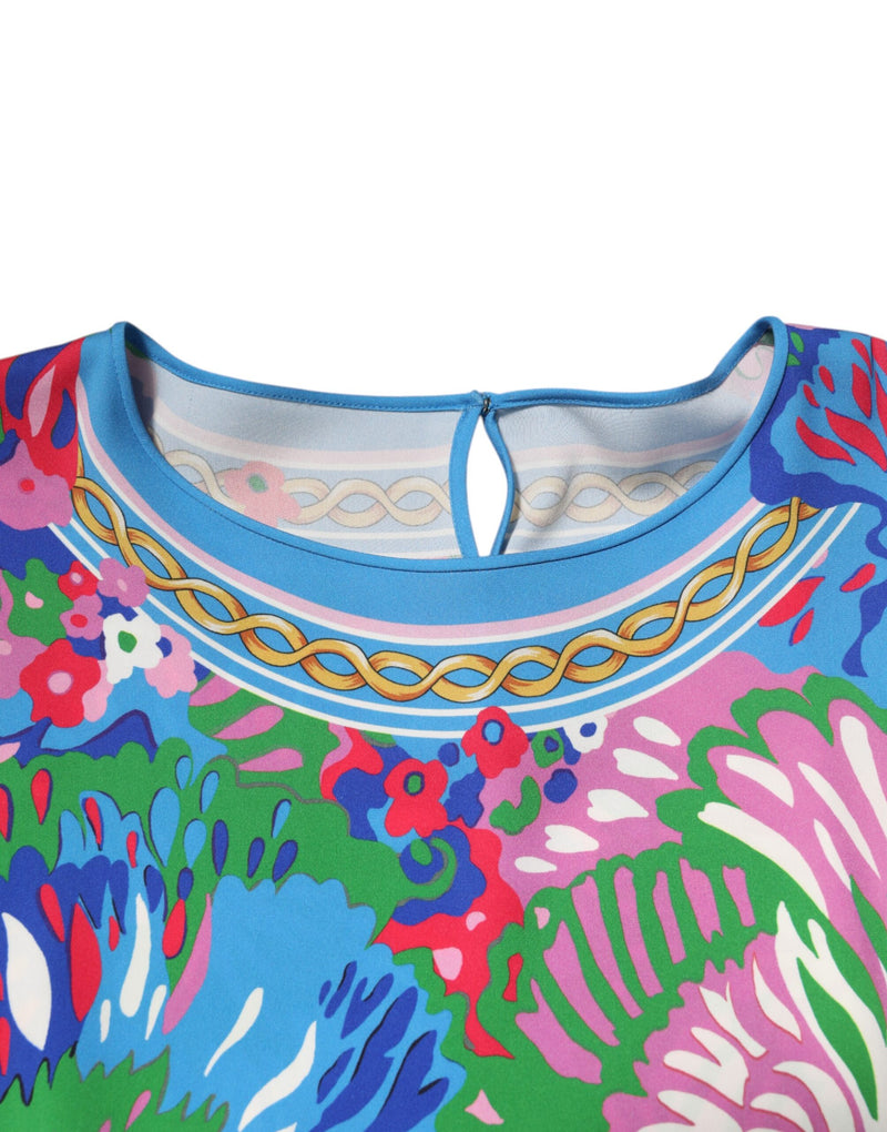 Dolce & Gabbana Multicolor Floral Print Silk Blouse Tunic Top