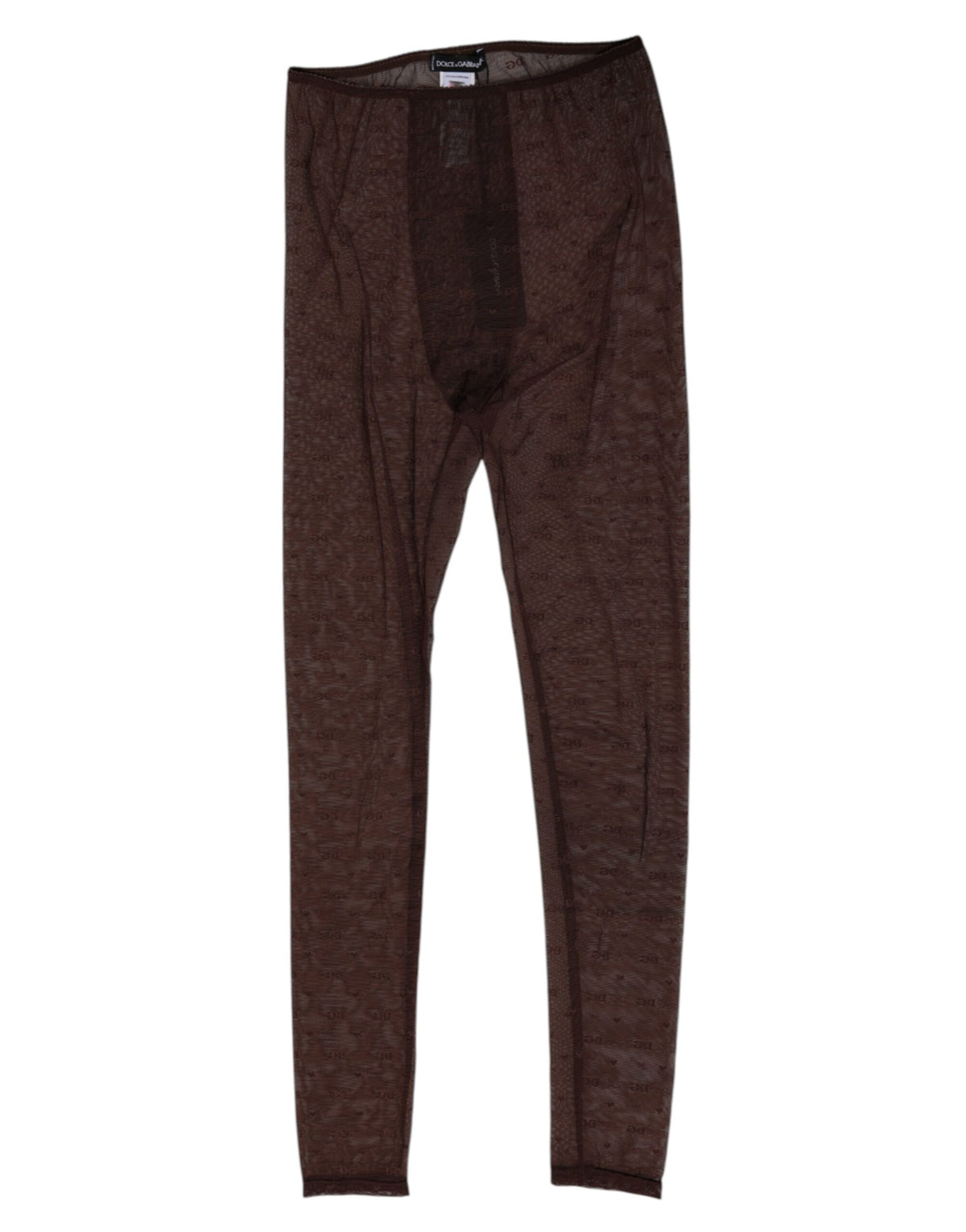 Dolce & Gabbana Brown Logo Lace Leggings Pants Underwear