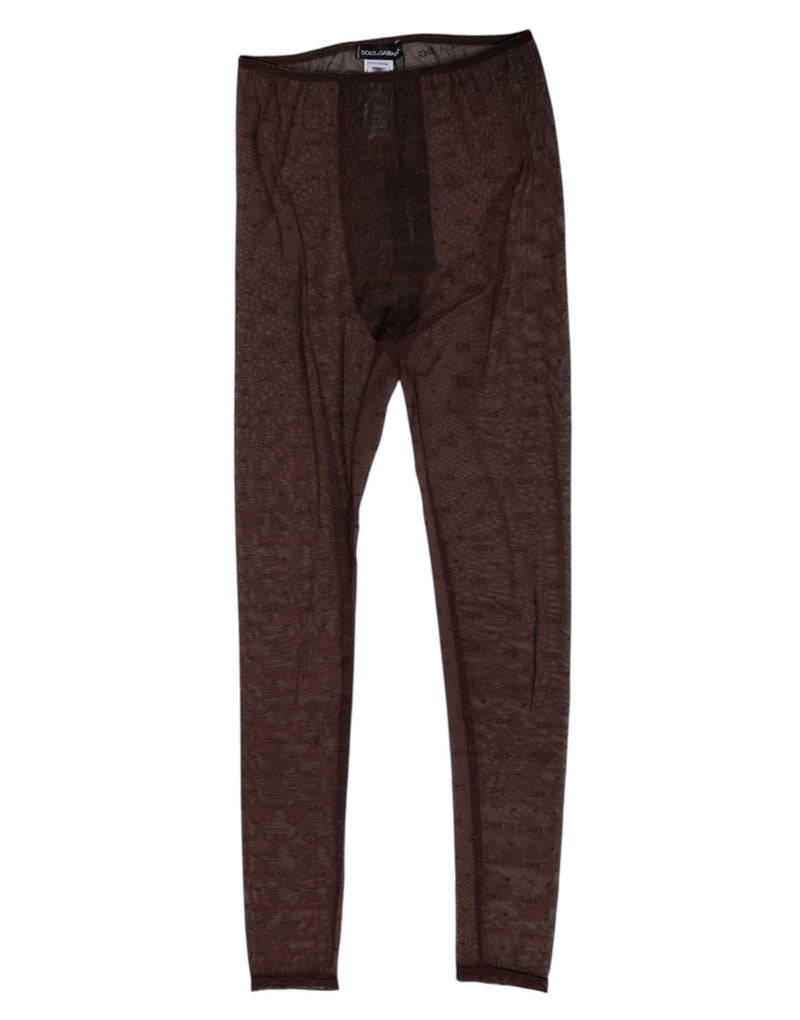 Dolce & Gabbana Brown Logo Lace Leggings Pants Underwear