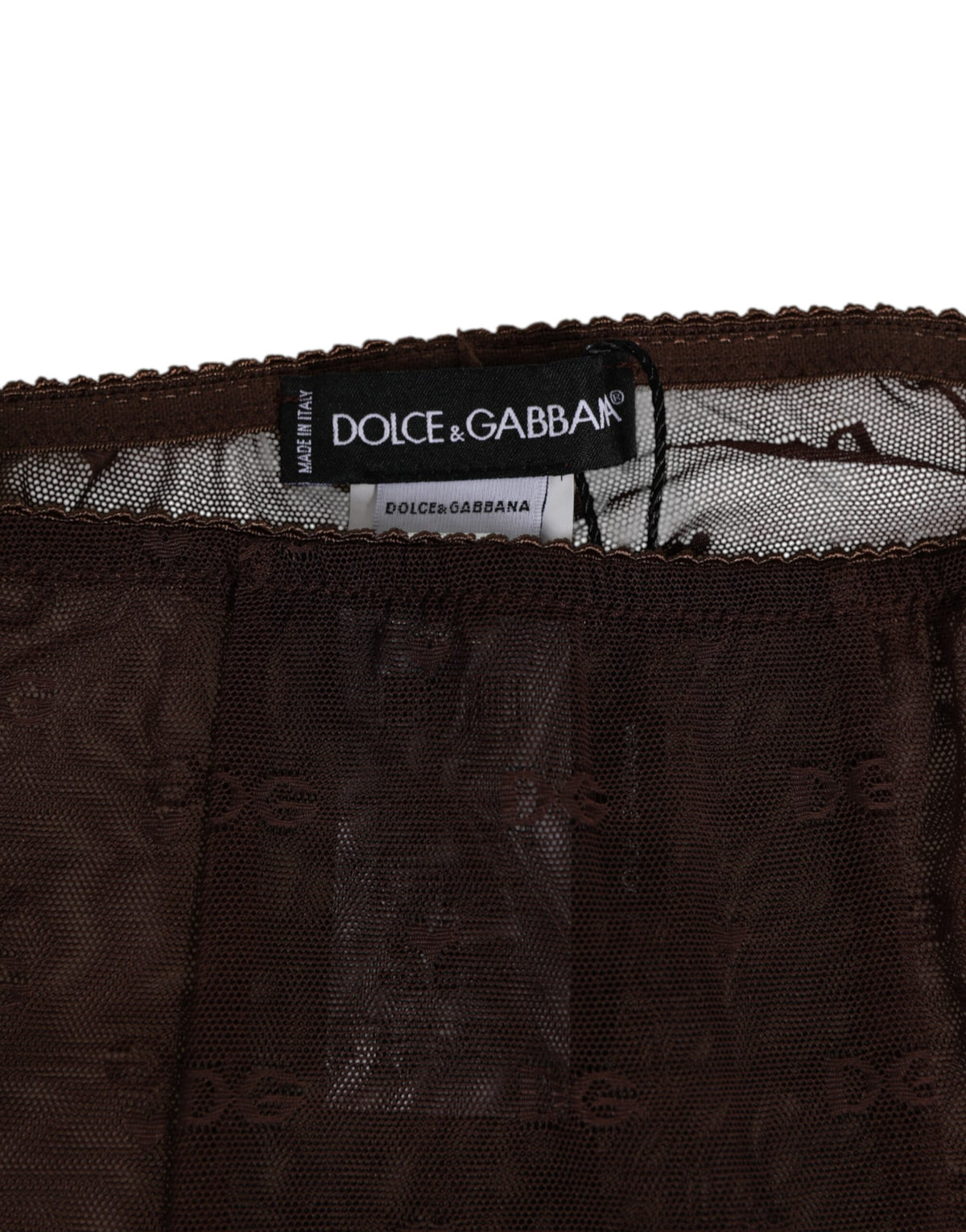 Dolce & Gabbana Brown Logo Lace Leggings Pants Underwear