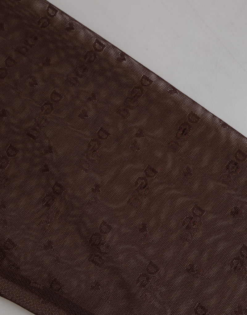 Dolce & Gabbana Brown Logo Lace Leggings Pants Underwear
