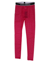 Dolce & Gabbana Fuchsia Logo Lace Leggings Pants