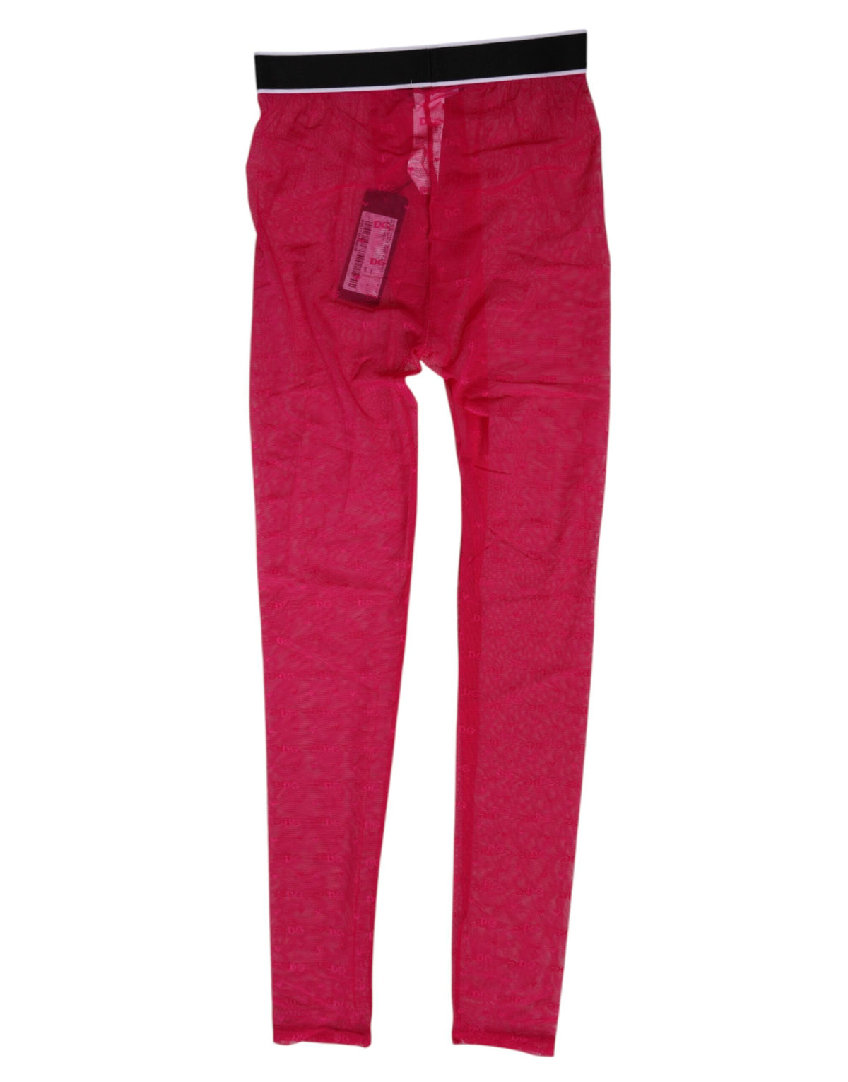 Dolce & Gabbana Fuchsia Logo Lace Leggings Pants