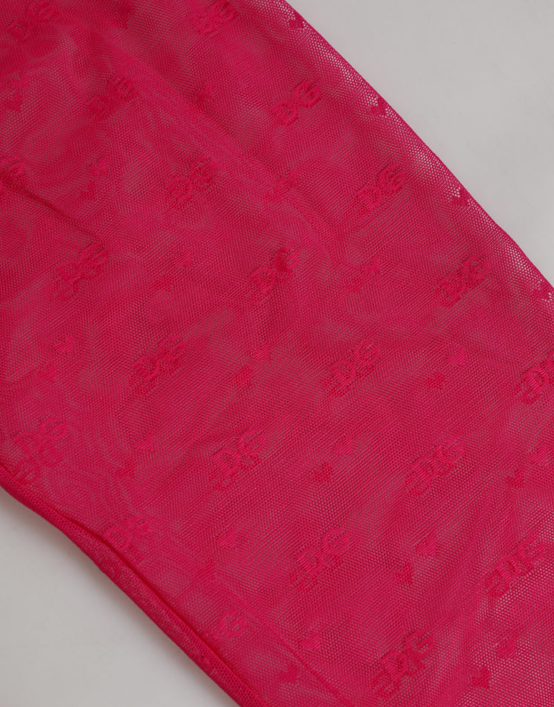 Dolce & Gabbana Fuchsia Logo Lace Leggings Pants