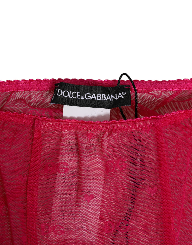 Dolce & Gabbana Fuchsia Logo Lace Tight Midi Trousers