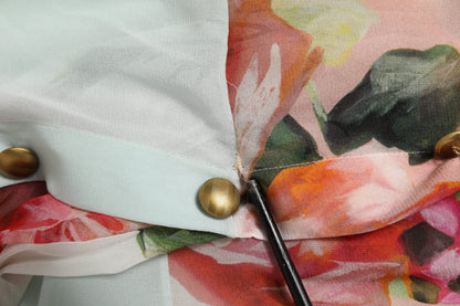 Dolce & Gabbana Multicolor Floral Patchwork Ascot Collar Top