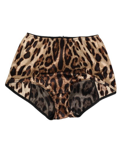 Dolce & Gabbana Multicolor Leopard Silk High Waist Girdle Underwear
