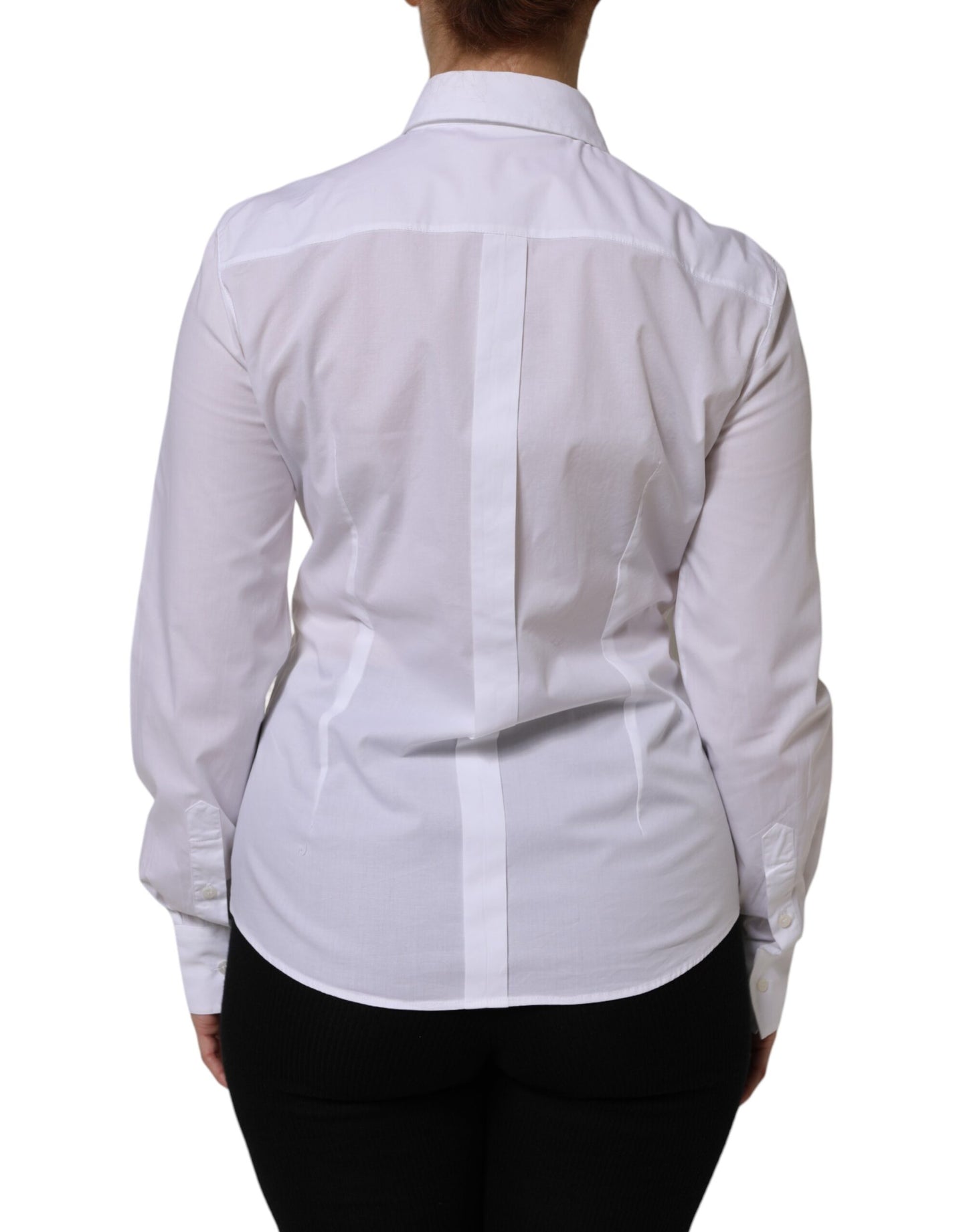 Dolce & Gabbana White Collared Long Sleeves Dress Shirt Top