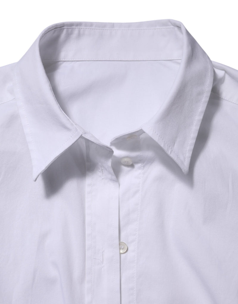 Dolce & Gabbana White Cotton Collared Dress Shirt Top