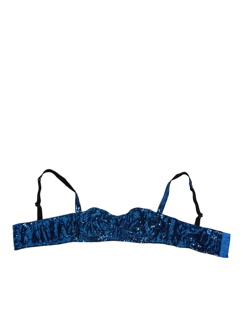 Dolce & Gabbana Blue Sequin Embellished Balconnet Bra