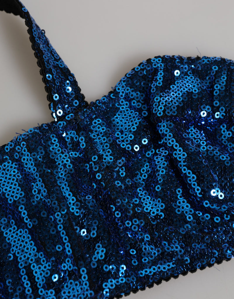 Dolce & Gabbana Blue Sequin Embellished Balconnet Bra
