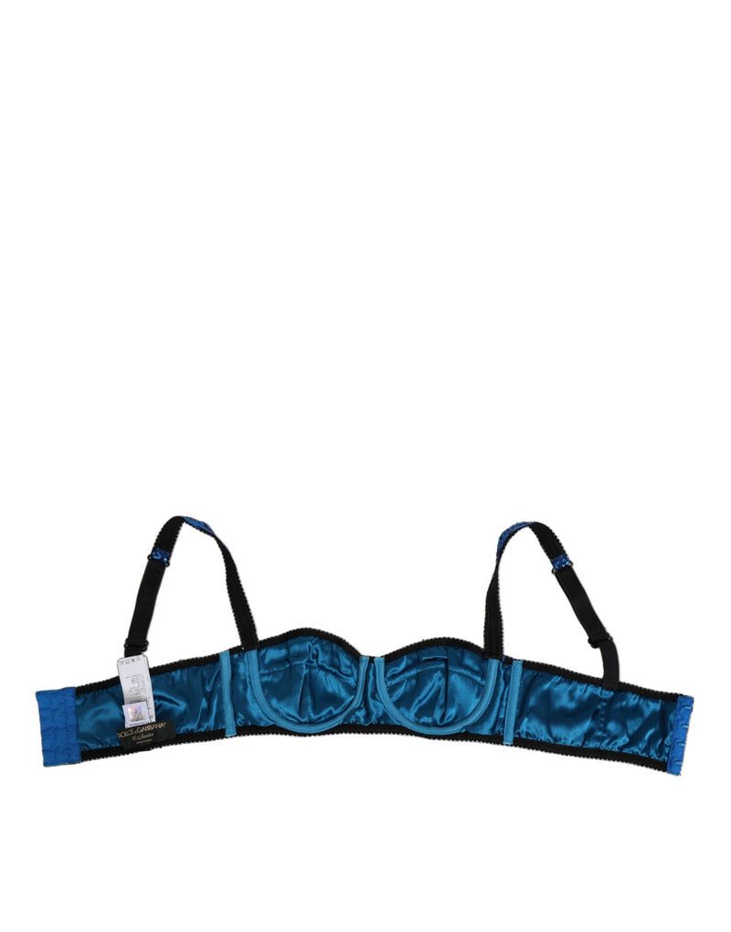 Dolce & Gabbana Blue Sequin Embellished Balconnet Bra