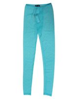 Dolce & Gabbana Light Blue Nylon Logo Lace Leggings Pants