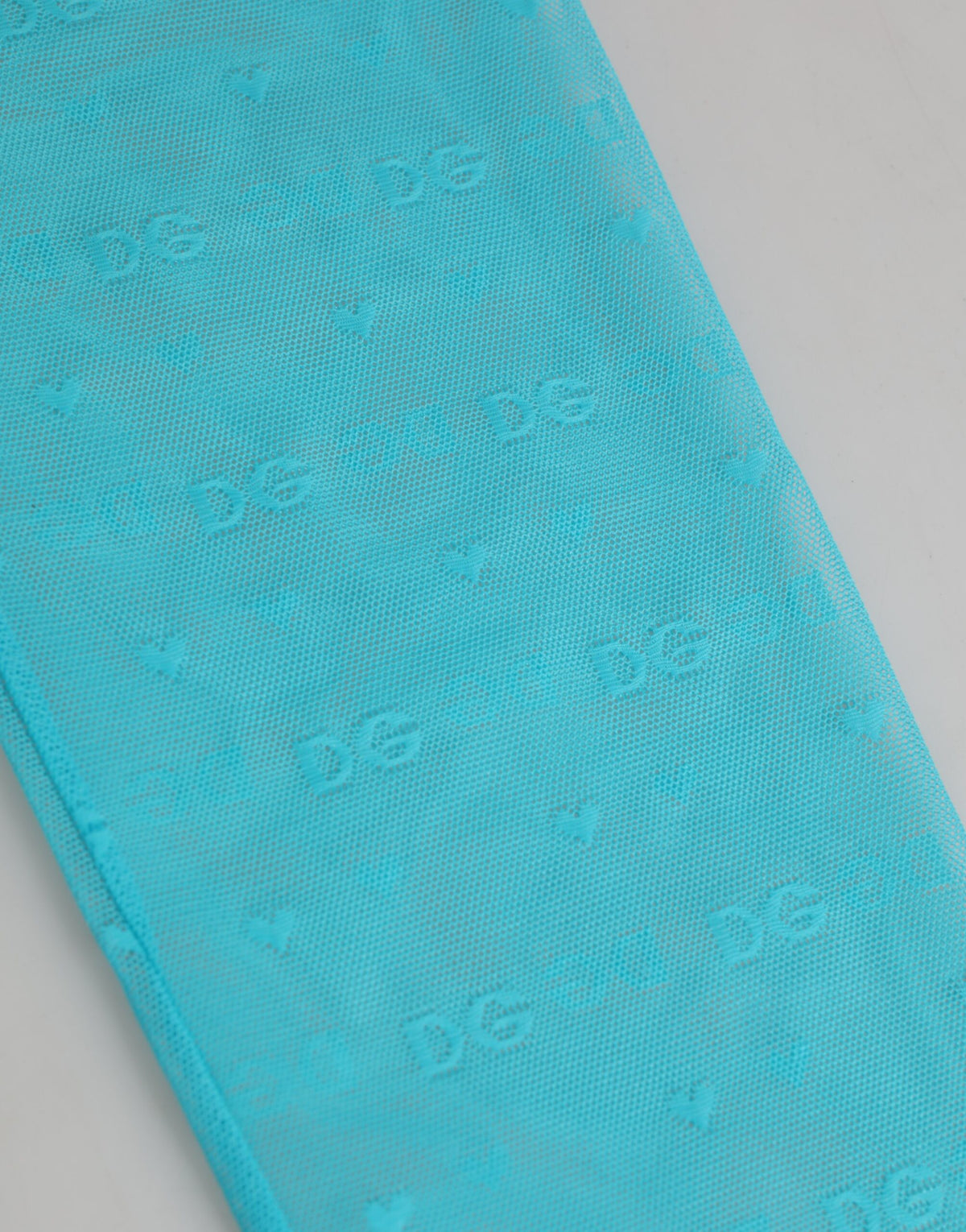 Dolce & Gabbana Light Blue Nylon Logo Lace Leggings Pants
