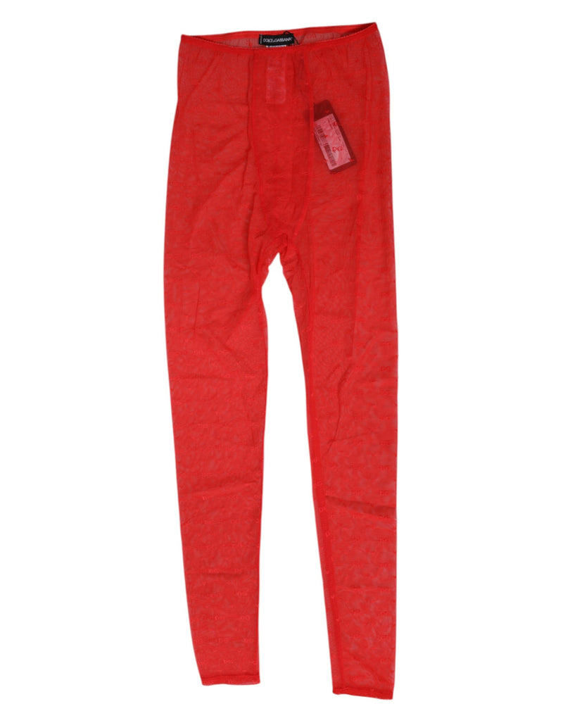 Dolce & Gabbana Red Logo Lace Leggings - Luxury Women's Tights