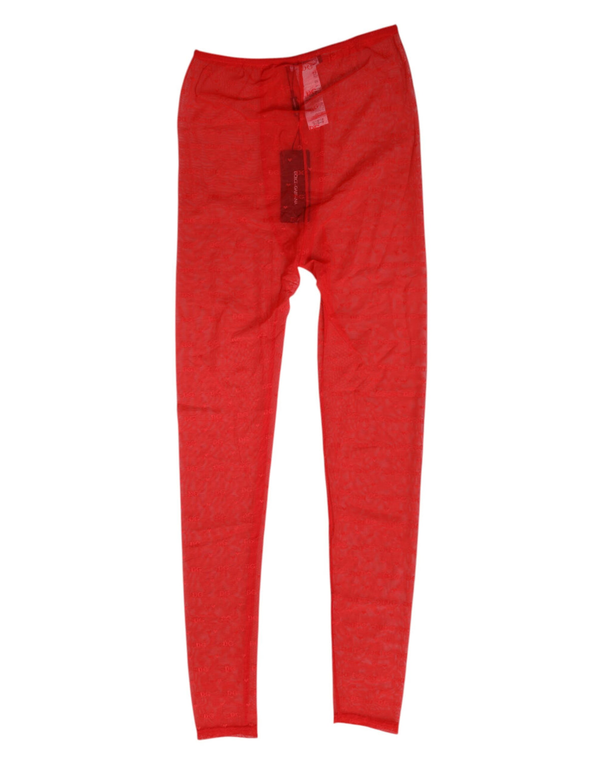 Dolce & Gabbana Red Logo Lace Leggings - Luxury Women's Tights