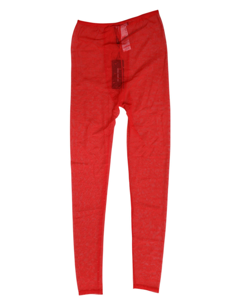 Dolce & Gabbana Red Logo Lace Leggings - Luxury Women's Tights