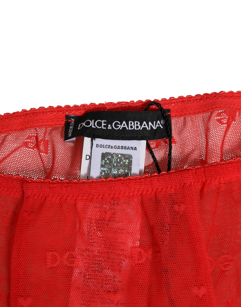 Dolce & Gabbana Red Logo Lace Leggings - Luxury Women's Tights